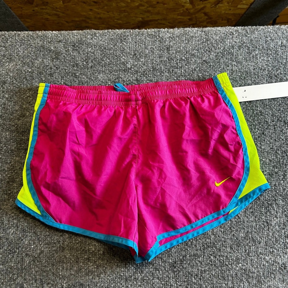 Nike Shorts Womens Size M Pink Dri-Fit Running Athletic Neon Colorblock Stretch